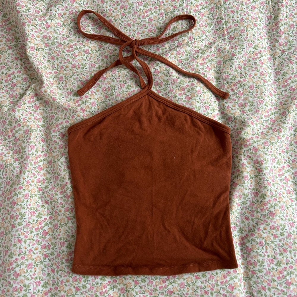 Hollister Brown Sleeveless Tie Front Tank Top